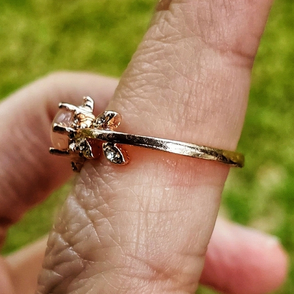 Flower Glitter Opal Gold Midi Ring Size 5.5 - Picture 4 of 9